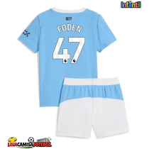 Camisa de Futebol Manchester City Phil Foden #47 Equipamento Principal Infantil 2025-26 Manga Curta (+ Calças curtas)
